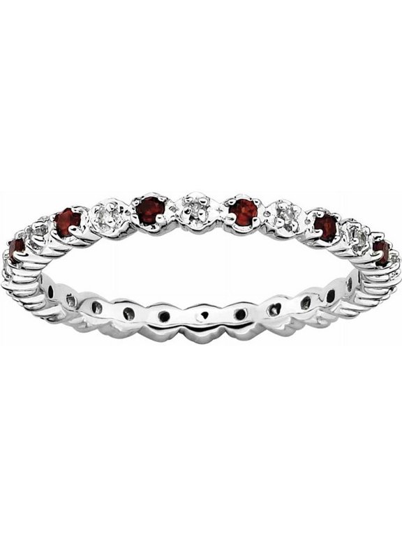 Sterling Silver Garnet & Diamond Ring