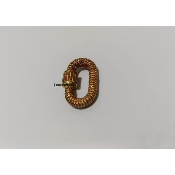 Sterling Silver Garnet Gemstone Carabiner Lock, Oval Charm Clasp (20x10 MM)