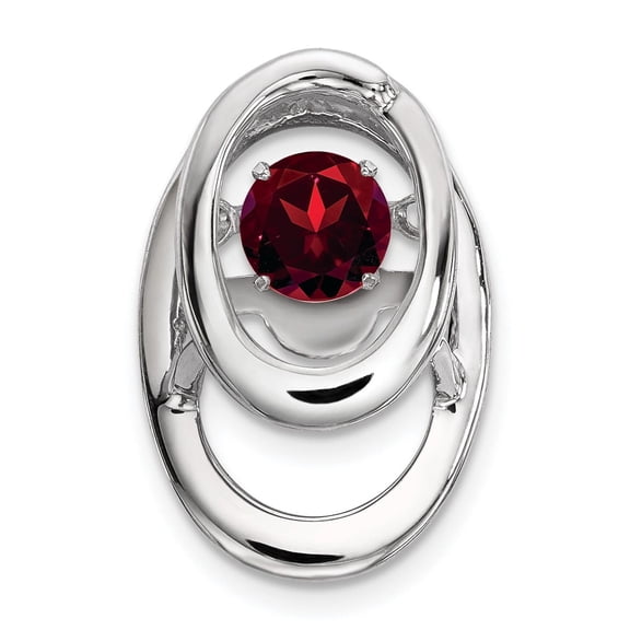 Sterling Silver Garnet Interlocking Loop Pendant Charm, January Birthstone for Women