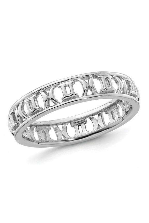 Gem & Harmony Sterling Silver Gemini Zodiac Astrology Ring Band for Women