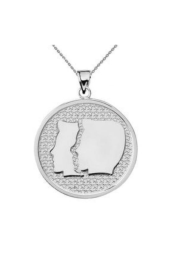 Sterling Silver Gemini Zodiac Disc Pendant Necklace :  Pendant with 22" chain