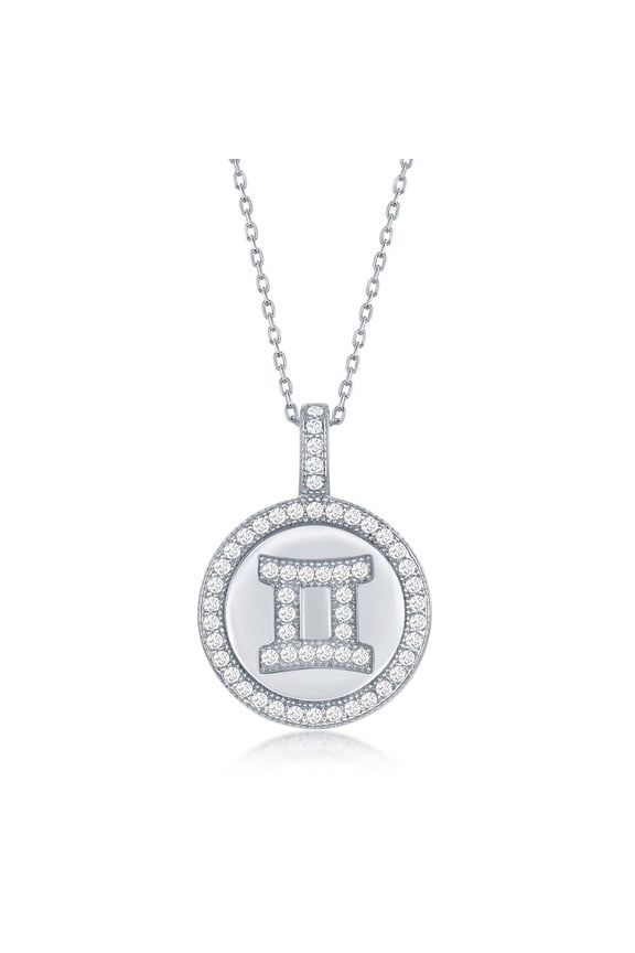 Sterling Silver "Gemini" Zodiac Pendant Necklace