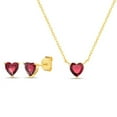 thumbnail image 1 of Sterling Silver Gemstone Heart Stud Earring/Necklace Set, 1 of 4