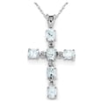 thumbnail image 1 of Sterling Silver Genuine Aquamarine Cross Pendant Necklace with Chain 9/10 Carat (Ctw) for Women, 1 of 6
