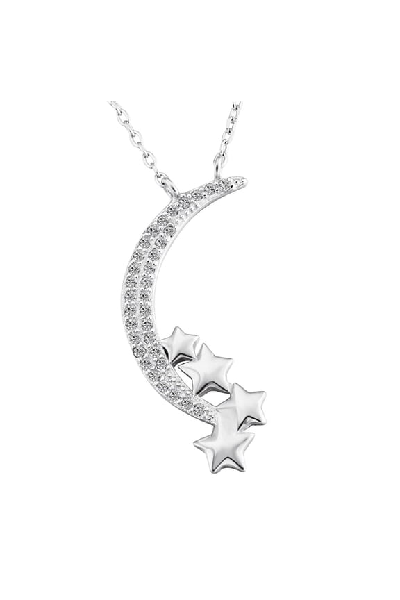 Sterling Silver & Genuine Crystal Moon Necklace