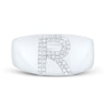 thumbnail image 1 of Sterling Silver Genuine Diamond Men's Block Letter R Initial Pinky Ring 1/6 CT, 1 of 1