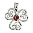 thumbnail image 1 of Sterling Silver Genuine Garnet Celtic Shamrock Pendant Large, 1 inch long, 1 of 1