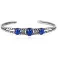 thumbnail image 1 of Sterling Silver Genuine Lapis 3 Stone Friendship Cuff Bracelet Size Small - Large, 1 of 8