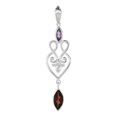 thumbnail image 1 of Sterling Silver Genuine Smoky Topaz Amethyst Scroll Heart Pendant, 2 1/16 inch long, 1 of 1