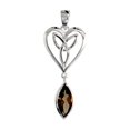 thumbnail image 1 of Sterling Silver Genuine Smoky Topaz Triquetra Pendant Celtic Heart, 1 1/4 inch long, 1 of 1