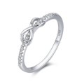 thumbnail image 1 of Womens Sterling Silver Ring Gold Plated 925 Silver Inlaid Gemstone Ring Geometric Diamond Love Bow Knot Design, 1 of 4