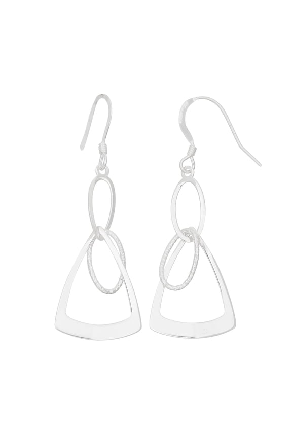 Sterling Silver Geometric Triangle Eurowire Drop Earrings