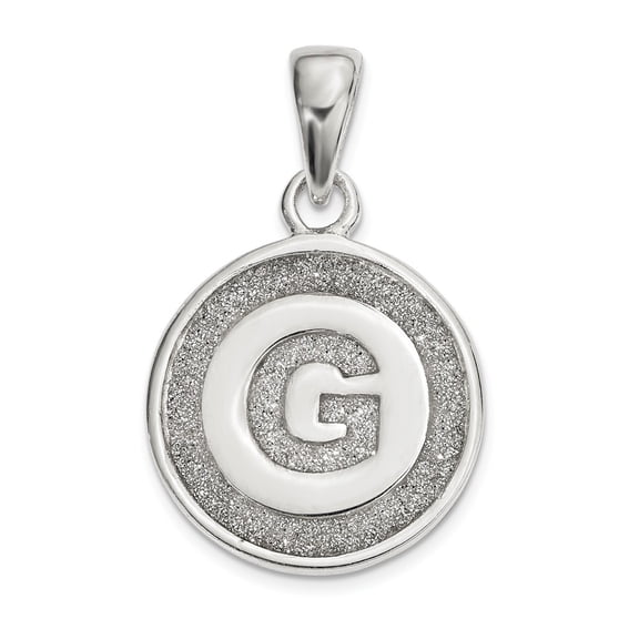 Sterling Silver Glitter Enamel Letter G Initial Circle Pendant Charm