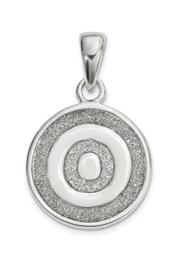 Sterling Silver Glitter Enamel Letter O Inital Circle Pendant