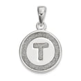 thumbnail image 1 of Sterling Silver Glitter Enamel Letter T Initial Circle Pendant (22 X 13) Made In India qc9180t, 1 of 2