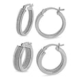 thumbnail image 1 of Sterling Silver Glitter Hoop Earrings Set, 1 of 5
