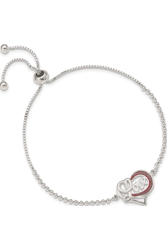 Sterling Silver Glitter Infused Infinity Love Adjustable Bracelet