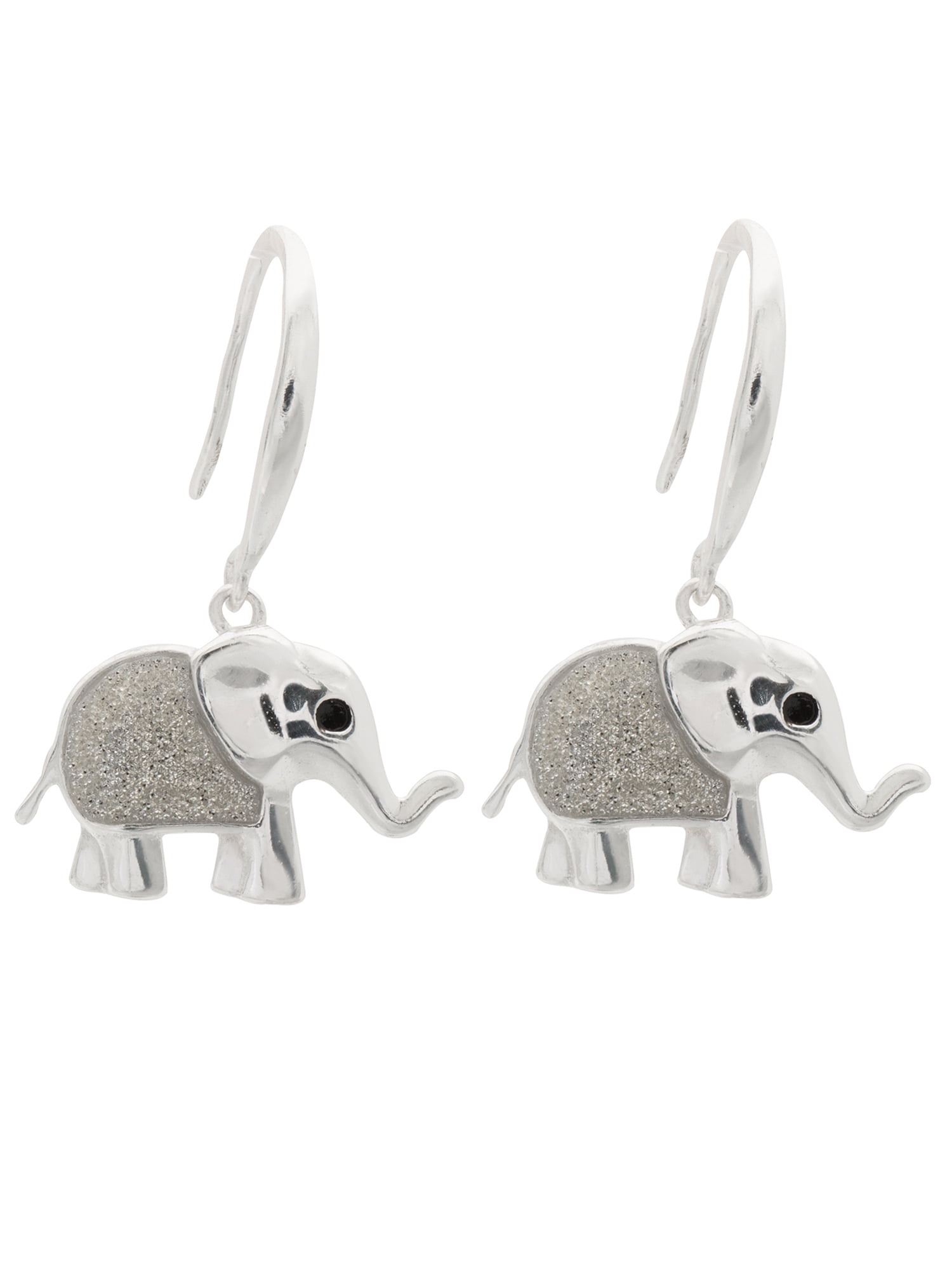 Brilliance Fine Women's Sterling Silver Elephant Glitter Paper Dangle Earrings