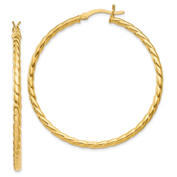 Sterling Silver Gold Flash Plated Twisted 3x45mm Hoop Earrings Sterling Silver Earrings