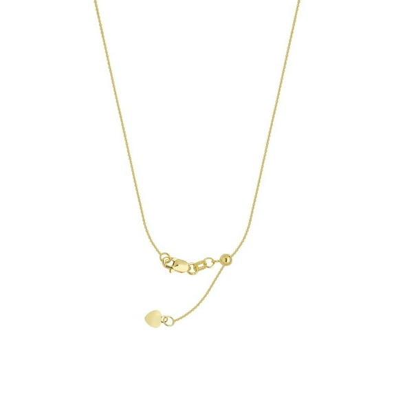 Sterling Silver Gold-Flashed 0.9mm Adjustable Cable Chain Necklace With Bead - 1.7 Grams - 22 Inch