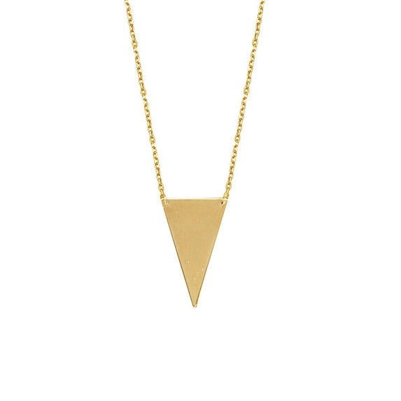 Sterling Silver Gold-Flashed Adjustable Down Triangle Necklace Sparkle-Cut Cable - 18 Inch