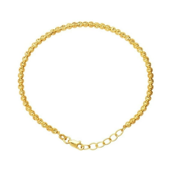 Sterling Silver Gold-Flashed Adjustable Sparkle-Cut Round Beads Bracelet - 4.7 Grams