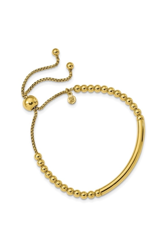 Sterling Silver Gold-Flashed Beaded Adjustable Bracelet - 7.5 Grams