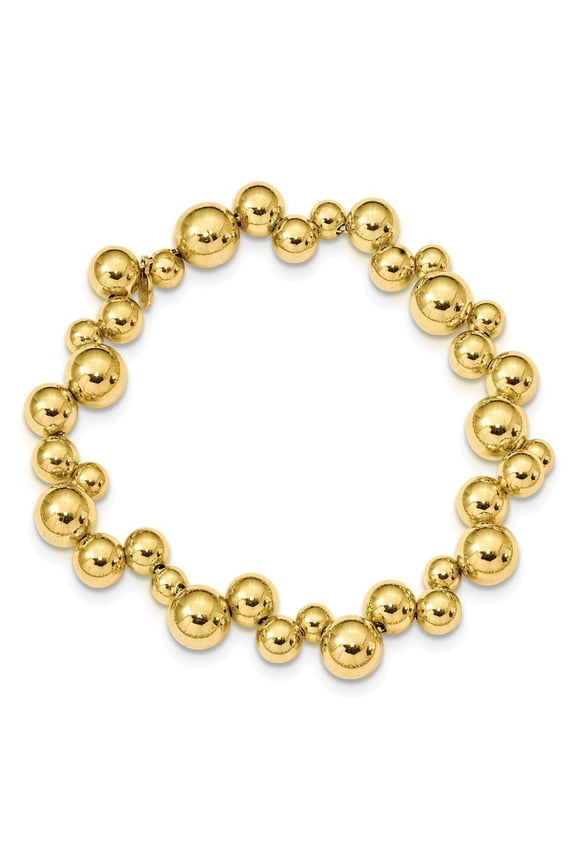 Sterling Silver Gold-Flashed Beaded Magnetic Clasp Bracelet - 16.2 Grams - 7 Inch