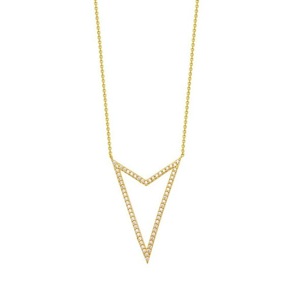 Sterling Silver Gold-Flashed Cubic Zirconia Arrow Head Necklace - 18 Inch