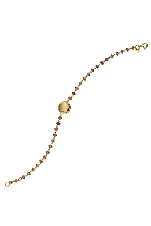 Sterling Silver Gold-Flashed Orange Bead Bracelet With 10mm Center Adjustable - 7.50 Inch