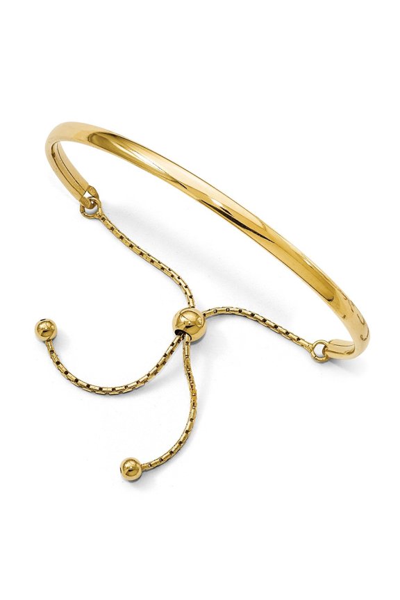Sterling Silver Gold-Flashed Polished Adjustable Bangle Bracelet - 6.0 Grams