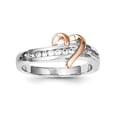 thumbnail image 1 of Sterling Silver Gold-Flashed Polished Heart Cubic Zirconia Ring - Size 8 - Measures 2mm Wide, 1 of 2