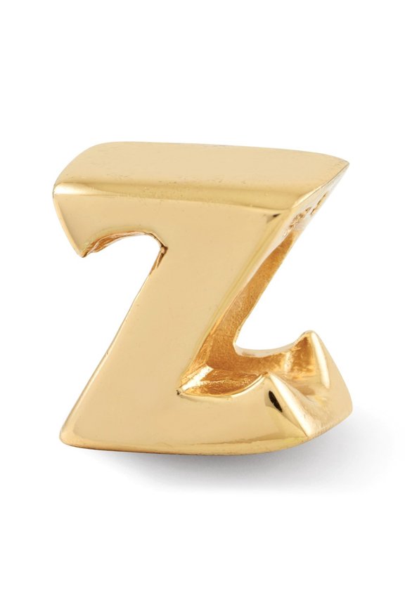 Sterling Silver Gold-Flashed Reflections Letter Z Bead Charm - Measures 8.18x7.27mm Wide