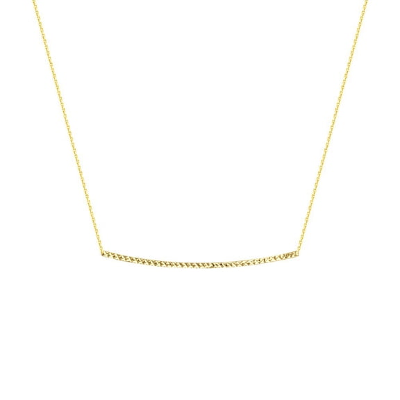 Sterling Silver Gold-Flashed Side-ways Sparkle-Cut Bar Adjustable Necklace - 2.0 Grams - 18 Inch
