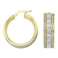 thumbnail image 1 of Sterling Silver Gold-Flashed Sparkle 20mm Baguette Glitter Hoop Earrings - 6.5 Grams, 1 of 2