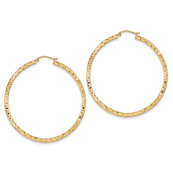 Sterling Silver Gold-Flashed Sparkle-Cut Wavy Hoop Earrings - Measures 55x55mm Wide 2mm Thick