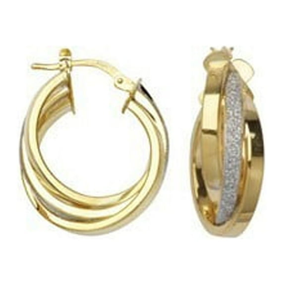 Sterling Silver Gold-Flashed Sparkle Intertwined Hoop Earrings - 5.5 Grams