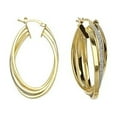 thumbnail image 1 of Sterling Silver Gold-Flashed Sparkle Intertwined Large Hoop Earrings - 8.6 Grams, 1 of 2