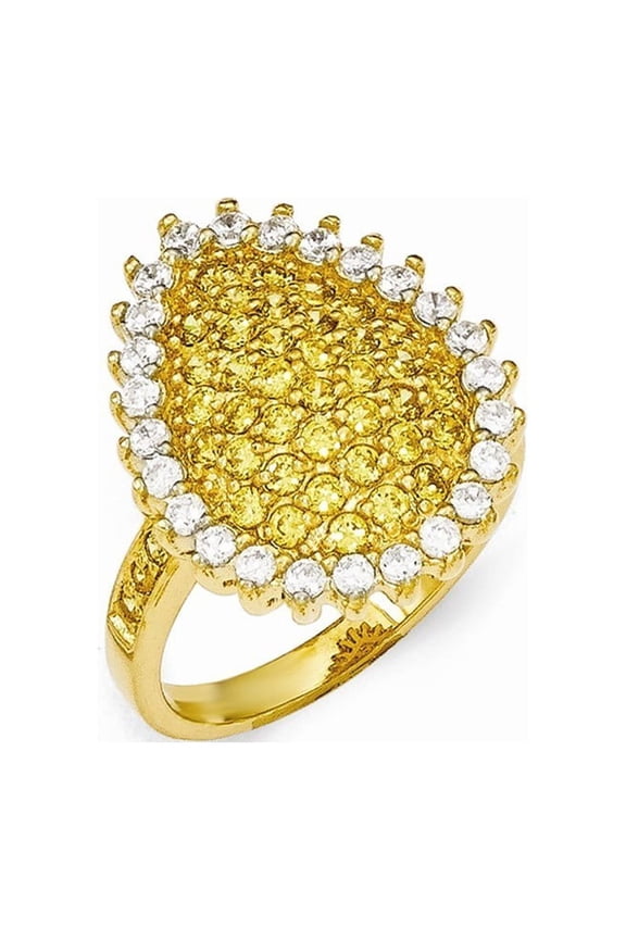 Sterling Silver Gold-Flashed White Yellow Cubic Zirconia Ring - Size 6