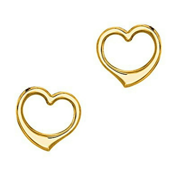 Sterling Silver Gold Overlay Open Heart Stud Post Designer Inspired Screw Back Earrings