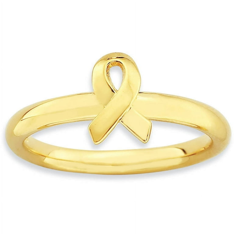 Sterling Silver Stackable Expressions Yellow Gold Awareness Ribbon Ring Sterling Silver Stackable Expressions Yellow Gold Awareness Ribbon Ring