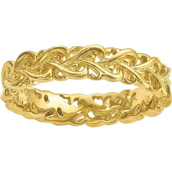 Sterling Silver Gold-Plated Carved Band