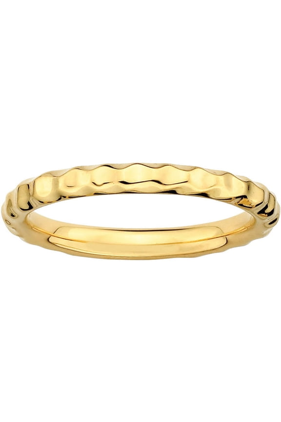 Sterling Silver Gold-Plated Hammered Ring