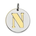 thumbnail image 1 of Sterling Silver Gold Plated Initial N Double Plate Round Charm Pendant, 1 of 1
