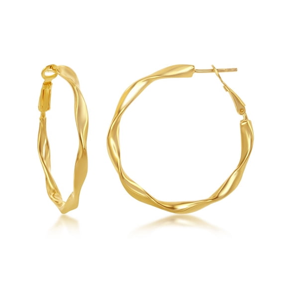 Sterling Silver/Gold Plated Italian Twisted Hoop Earrings
