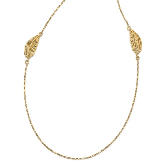 Finest Gold Sterling Silver Gold-Plated Leaf with 1.5 in. Extension Necklace