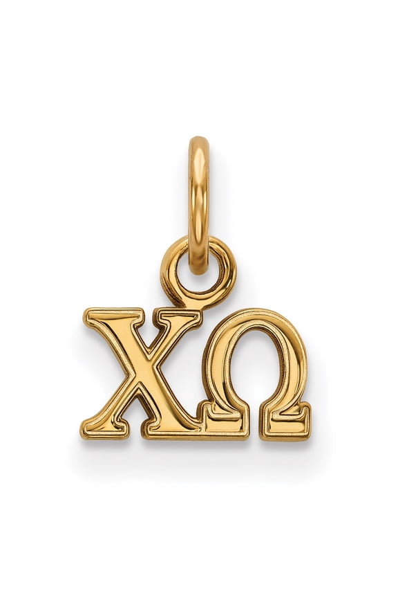 Sterling Silver & Gold Plated LogoArt Chi Omega Sorority Greek Letters Extra Small Pendant Charm