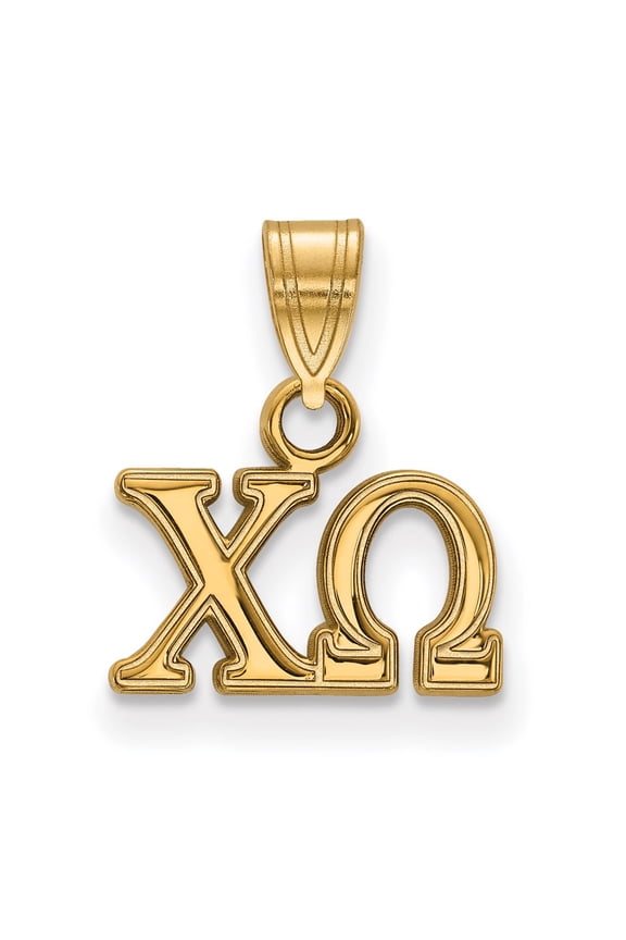 Sterling Silver & Gold Plated LogoArt Chi Omega Sorority Greek Letters Small Pendant Charm