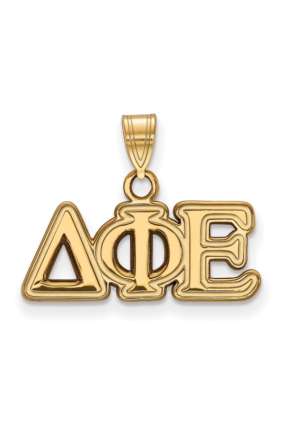 Sterling Silver & Gold Plated LogoArt Delta Phi Epsilon Sorority Greek Letters Small Pendant Charm