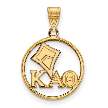 Sterling Silver & Gold Plated LogoArt Kappa Alpha Theta Sorority Symbol Medium Circle Pendant Charm